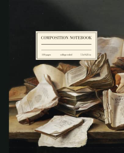 Composition Notebook College Ruled: Classical Painting Book Lover | Dark Academia Aesthetic Journal For School, College, Office, Work | Wide Lined von Independently published