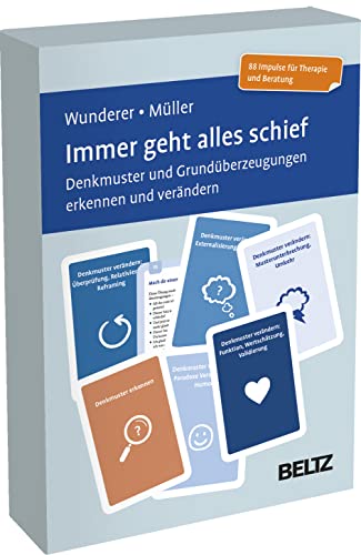 Immer geht alles schief: Denkmuster und Grundüberzeugungen erkennen und verändern. Kartenset mit 88 Impulsen und Übungen in stabiler Box. Kartenformat ... 20-seitigem Booklet (Beltz Therapiekarten)