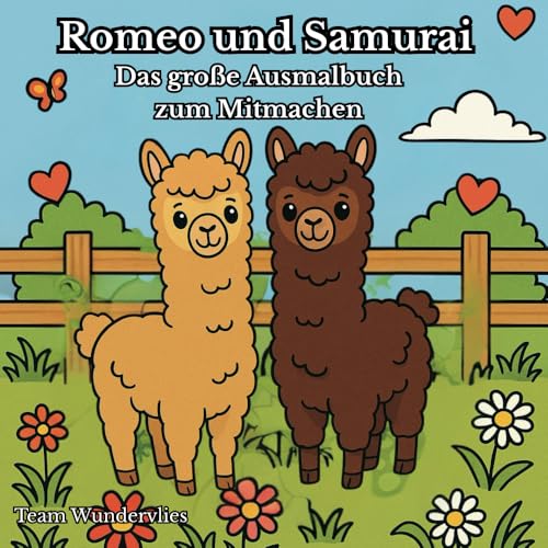 Romeo & Samurai – Das große Ausmalbuch zum Mitmachen | Alpakas, Tiere & Spaß | Quadratisch & kindgerecht | Für Kinder ab 4 Jahren: Entdecke über 50 ... und den Alpakas Romoe und Samurai von H.Maximilian Rauch