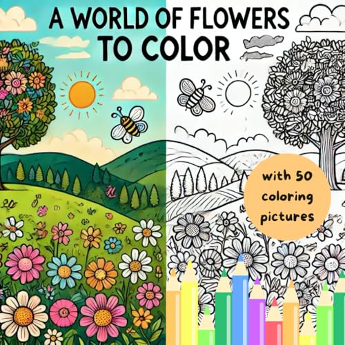 Eine Welt voller Blumen - A World of Flowers to Color: Ein lustiges und einfaches Naturmalbuch für Kinder im Alter von 4-8 Jahren mit Blumen, Bienen ... for Kids Ages 4–8 Featuring Flowers, Bees, B von Independently published