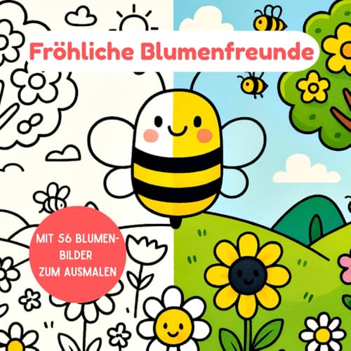 Fröhliche Blumenfreunde: Ein Ausmalbuch mit Blumen, Bienen und kleinen Gartenfreunden für Kinder ab 4 Jahren von Independently published