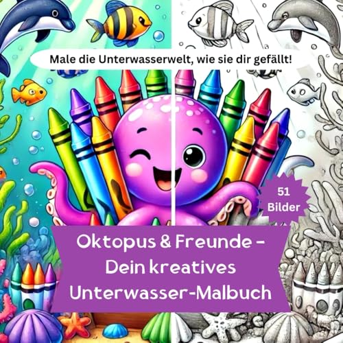 Oktopus & Freunde – Dein kreatives Unterwasser-Malbuch: Male die Unterwasserwelt, wie sie dir gefällt! Kreativität trifft Meereszauber. Zum ... Zum Staunen, Lächeln und Selbstgestalten von Independently published