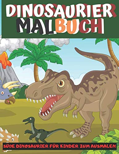 Dinosaurier Malbuch: Malbuch für Kinder, 40 Farbmuster - GROSSES FORMAT - ideal für Mädchen und Jungen