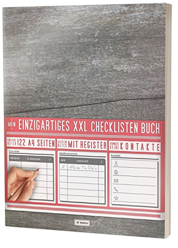 Mein Checklisten Buch / 122 Seiten, Register uvm. / Jetzt mit Datum, Priorität und Platz für Notizen / PR501 „Holzwand“ / DIN A4 Soft Cover