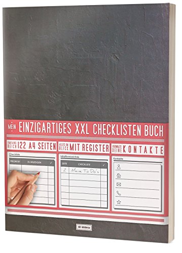 Mein Einzigartiges XXL Checklistenbuch: 122 A4-Seiten, Softcover, Register uvm. / Für To Do's und Listen / PR501 „Dark Wall“ von #GoodMemos