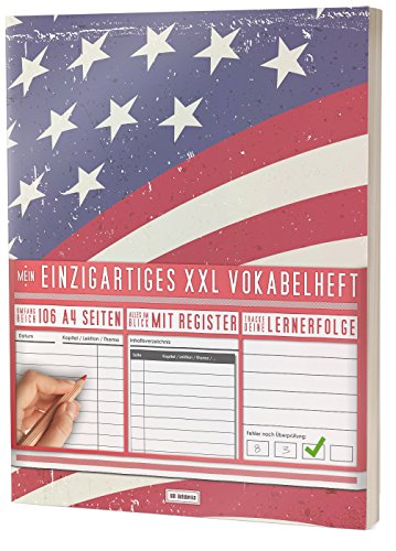Mein Einzigartiges XXL Vokabelheft: 100+ Seiten, 2 Spalten, Register / Lernerfolge auf jeder Seite zum Abhaken / PR101 "American Flag" / DIN A4 Softcover von #GoodMemos