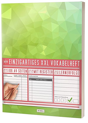 Mein Einzigartiges XXL Vokabelheft: 100+ Seiten, 2 Spalten, Register / Lernerfolge auf jeder Seite zum Abhaken / PR301 "Frisches Grün" / DIN A4 Soft Cover von #GoodMemos