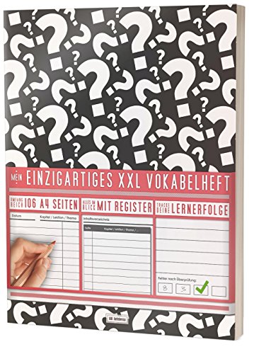 Mein Einzigartiges XXL Vokabelheft: 100+ Seiten, 2 Spalten, Register / Lernerfolge auf jeder Seite zum Abhaken / PR301 "Questions" / DIN A4 Soft Cover