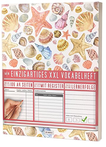 Mein Einzigartiges XXL Vokabelheft: 100+ Seiten, 2 Spalten, Register / Lernerfolge auf jeder Seite zum Abhaken / PR301 "Seesterne" / DIN A4 Soft Cover von #GoodMemos