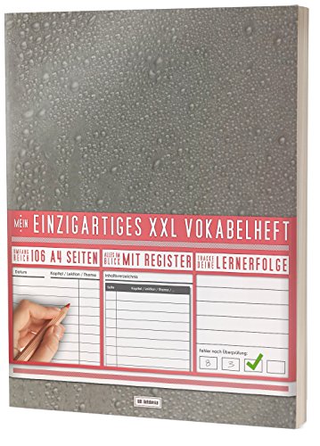 Mein Vokabelheft / 100+ Seiten, 2 Spalten, Register / Lernerfolge auf jeder Seite zum Abhaken / PR101 "Tautropfen" / DIN A4 Softcover von XXL Notebooks