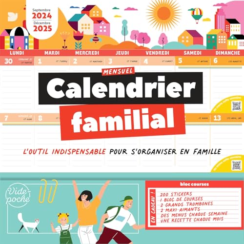 Calendrier mensuel familial 2024-2025: Septembre 2024 à Décembre 2025 von MARABOUT