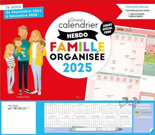 Grand calendrier hebdo Famille organisée 2025 von LAROUSSE