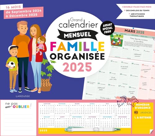 Grand calendrier mensuel Famille organisée 2025: De septembre 2024 à décembre 2025 von LAROUSSE