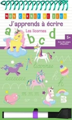 Bloc avec spirale et feutre: J'apprends à écrire avec les licornes: Avec 1 feutre effaçable (Mon carnet de jeux, 1) von Ballon Kids