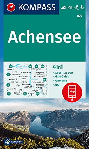 KOMPASS Wanderkarte 027 Achensee 1:35.000: 4in1 Wanderkarte, mit Aktiv Guide und Detailkarten inklusive Karte zur offline Verwendung in der KOMPASS-App. Fahrradfahren. Skitouren. Langlaufen. von Kompass