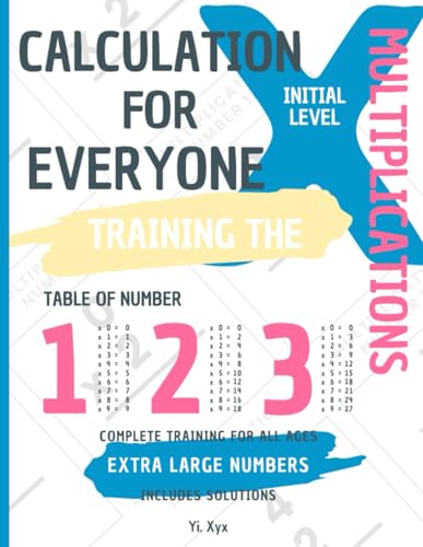 CALCULATION FOR EVERYONE - TRAINING THE MULTIPLICATIONS - TABLE OF NUMBERS 1 - 2 - 3 - INITIAL LEVEL - INCLUDES CUT-OUT SOLUTIONS: EXTRA LARGE NUMBERS - COMPLETE TRAINING FOR ALL AGES von Independently published