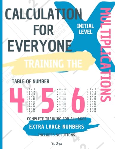 CALCULATION FOR EVERYONE - TRAINING THE MULTIPLICATIONS - TABLE OF NUMBERS 4 - 5 - 6 - INITIAL LEVEL - INCLUDES CUT-OUT SOLUTIONS: EXTRA LARGE NUMBERS - COMPLETE TRAINING FOR ALL AGES von Independently published