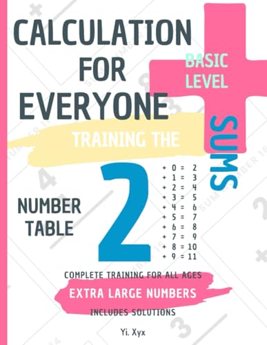 CALCULATION FOR EVERYONE - TRAINING THE SUMS - TABLE OF NUMBER 2 - BASIC LEVEL - INCLUDES SOLUTIONS: EXTRA LARGE NUMBERS - COMPLETE TRAINING FOR ALL AGES von Independently published