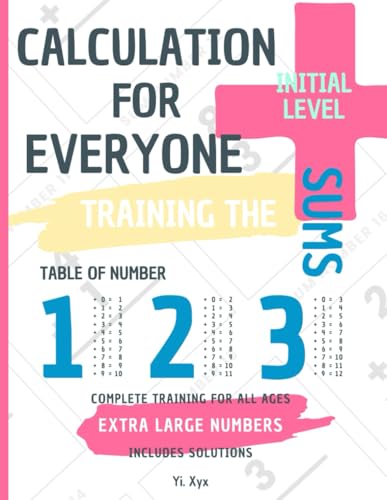 CALCULATION FOR EVERYONE - TRAINING THE SUMS - TABLE OF NUMBERS 1 - 2 - 3 - INITIAL LEVEL - INCLUDES CUT-OUT SOLUTIONS: EXTRA LARGE NUMBERS - COMPLETE TRAINING FOR ALL AGES von Independently published