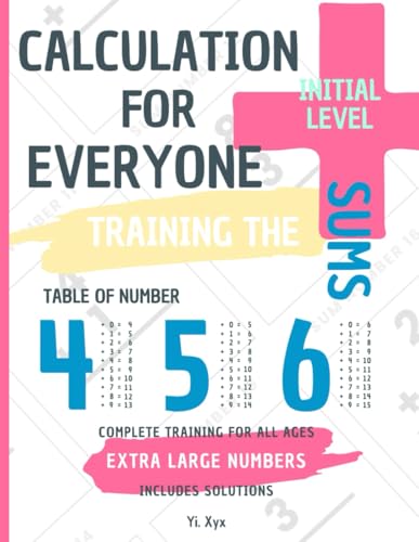 CALCULATION FOR EVERYONE - TRAINING THE SUMS - TABLE OF NUMBERS 4 - 5 - 6 - INITIAL LEVEL - INCLUDES CUT-OUT SOLUTIONS: EXTRA LARGE NUMBERS - COMPLETE TRAINING FOR ALL AGES von Independently published