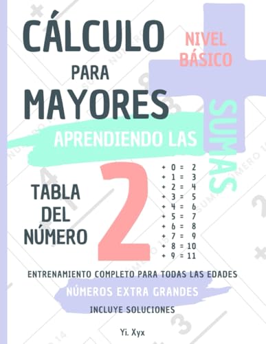 CÁLCULO PARA MAYORES - ENTRENANDO LAS SUMAS - TABLA DEL NÚMERO 2 - NIVEL BÁSICO - INCLUYE SOLUCIONES: NÚMEROS EXTRA GRANDES - ENTRENAMIENTO COMPLETO PARA TODAS LAS EDADES von Independently published