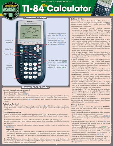 Ti 84 Plus Calculator: A Quickstudy Laminated Reference Guide von Quickstudy Reference Guides