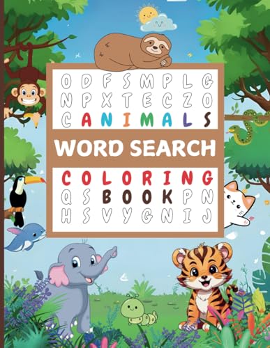 Animals Word Search Coloring Book with Simple Illustrations: Bold and Easy Puzzles for Relaxing Coloring – Large Print for Kids and Adults von Independently published