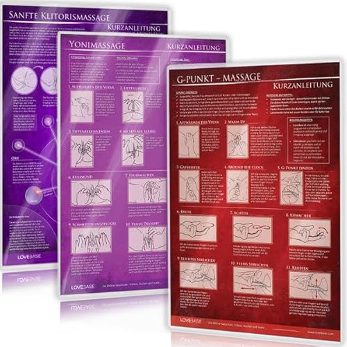 [3er Set - 2023] G-Punkt-Massage, Yoni-Massage, Sanfte Klitorismassage: Ideal für die erotische Massage [3 Karten DIN A4 - 2seitig, laminiert]