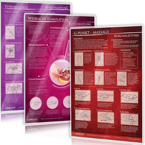 [3er Set - 2023] G-Punkt-Massage, Yoni-Massage, Weibliche Ejakulation: Ideal für die erotische Massage [3 Karten DIN A4 - 2seitig, laminiert]