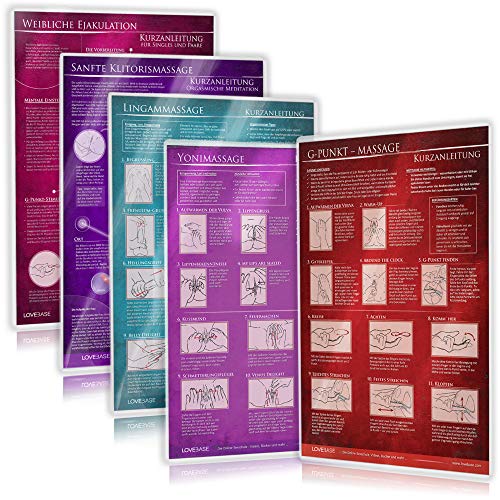 [5er Set - 2023] G-Punkt-Massage, Yoni-Massage, Lingam-Massage, Sanfte Klitorismassage, Weibliche Ejakulation: Ideal für die erotische Massage [5 Karten DIN A4 - 2seitig, laminiert]