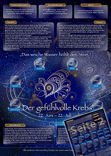 Sternzeichen Krebs - Die Horoskop- und Charakter-Karte für Liebe, Partnerschaft, Beruf, Finanzen und Gesundheit: Die psychologische Astrologie von ... ... und Sternen [DIN A4 - zweiseitig, laminiert]