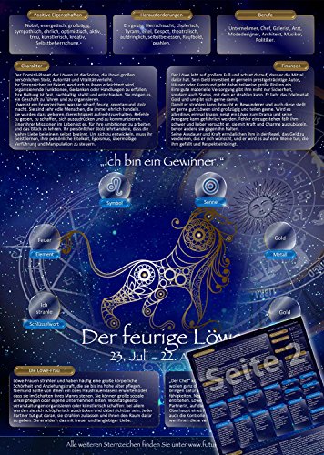 Sternzeichen Löwe - Die Horoskop- und Charakter-Karte für Liebe, Partnerschaft, Beruf, Finanzen und Gesundheit: Die psychologische Astrologie von ... ... und Sternen [DIN A4 - zweiseitig, laminiert]