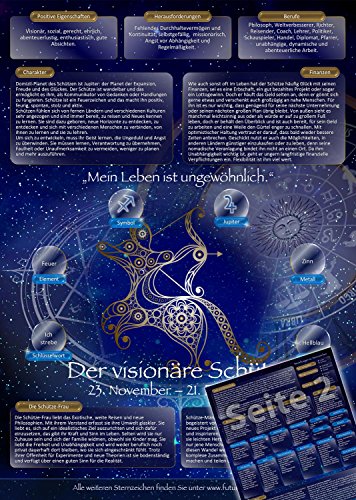 Sternzeichen Schütze - Die Horoskop- und Charakter-Karte für Liebe, Partnerschaft, Beruf, Finanzen und Gesundheit: Die psychologische Astrologie von ... und Sternen [DIN A4 - zweiseitig, laminiert]