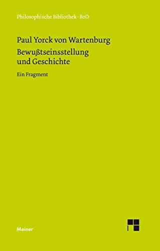 Bewußtseinsstellung und Geschichte: Ein Fragment (Philosophische Bibliothek) von Meiner Felix Verlag GmbH