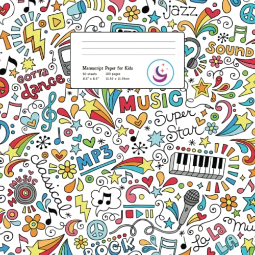 Manuscript Paper for Kids: Cartoon Doodle Drawing, Blank Sheet Music (Musicians Notebook, Band 2) von Young Dreamers Press