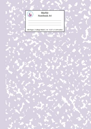 Marble Notebook A4: Lilac Purple College Ruled Journal (Pastel Stationery Notebooks A4) von Young Dreamers Press