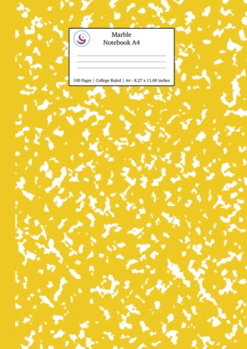 Marble Notebook A4: Yellow Marble College Ruled Journal von Young Dreamers Press