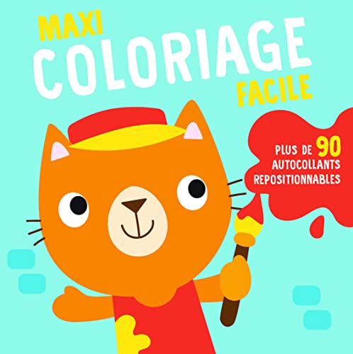 Maxi coloriage facile: Couverture bleue avec chat von Yoyo Books (Jo Dupré BV)