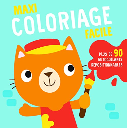 Maxi coloriage facile: Couverture bleue avec chat