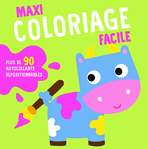 Maxi coloriage facile: Couverture verte avec vache