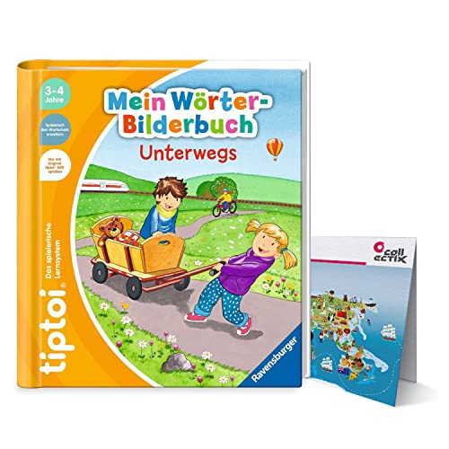 Ravensburger tiptoi® Buch ab 3 Jahre | Mein Wörter-Bilderbuch: Unterwegs + Kinder Wimmel-Weltkarte