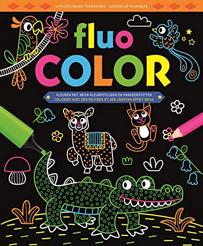 Fluo Color kleurblok / Fluo Color bloc de coloriage: Kleuren met neon kleurpotloden en markeerstiften
