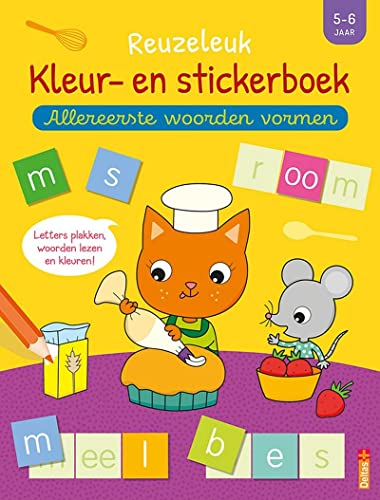 Reuzeleuk kleur- en stickerboek - Allereerste woorden vormen (5-6 j.): Letters plakken, woorden lezen en kleuren! von Zuidnederlandse Uitgeverij (ZNU)
