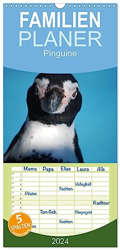 Familienplaner 2024 - Pinguine 2024 mit 5 Spalten (Wandkalender, 21 cm x 45 cm) CALVENDO