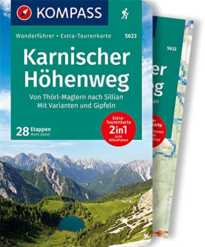 KOMPASS Wanderführer Karnischer Höhenweg, Von Thörl-Maglern nach Sillian, Mit Varianten und Gipfeln, 28 Etappen: mit Extra-Tourenkarte Maßstab 1:35.000, GPX-Daten zum Download