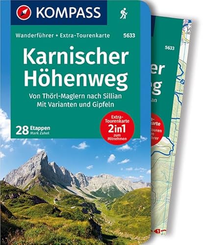 KOMPASS Wanderführer Karnischer Höhenweg, Von Thörl-Maglern nach Sillian, Mit Varianten und Gipfeln: Wanderführer mit Extra-Tourenkarte 1:35.000, 28 Etappen, GPX-Daten zum Download.
