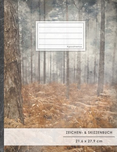 Zeichen- & Skizzenbuch: DIN A4 • 100+ Seiten, Soft Cover, Register, „Farn“ • Original #GoodMemos Sketchbook • Perfekt als Skizzenbuch, Übungsheft, Storyboarding