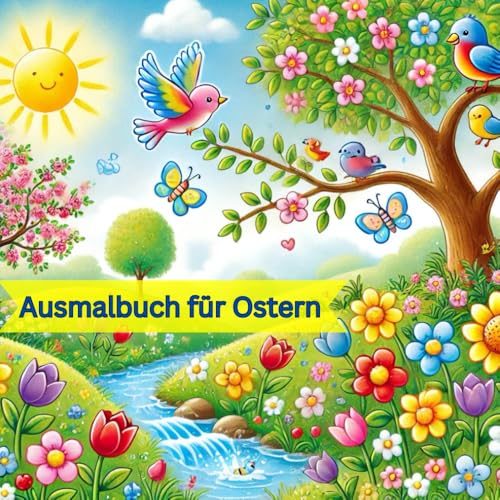 Mein zauberhaftes Ausmalbuch - Liebevolles Ausmalbuch für Kinder für den Frühling: Das perfekte Ausmalbuch für Kinder in der Osterzeit mit 24 ... zum Thema Ostern, Tierkinder und Frühling von Independently published