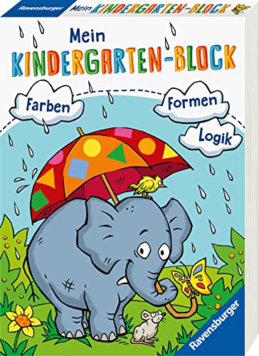 Ravensburger Mein Kindergarten-Block - Farben, Formen, Logik- Rätselspaß für Kindergartenkinder ab 5 Jahren - Förderung von Logik, Aufmerksamkeit und Ausdauer von Ravensburger