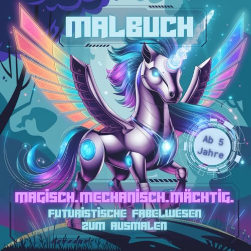 Magisch. Mechanisch. Mächtig. - Futuristische Fabelwesen zum Ausmalen: Fantasievolles Malbuch mit 50 Motiven für Jungs und Mädchen ab 5 Jahre von Independently published